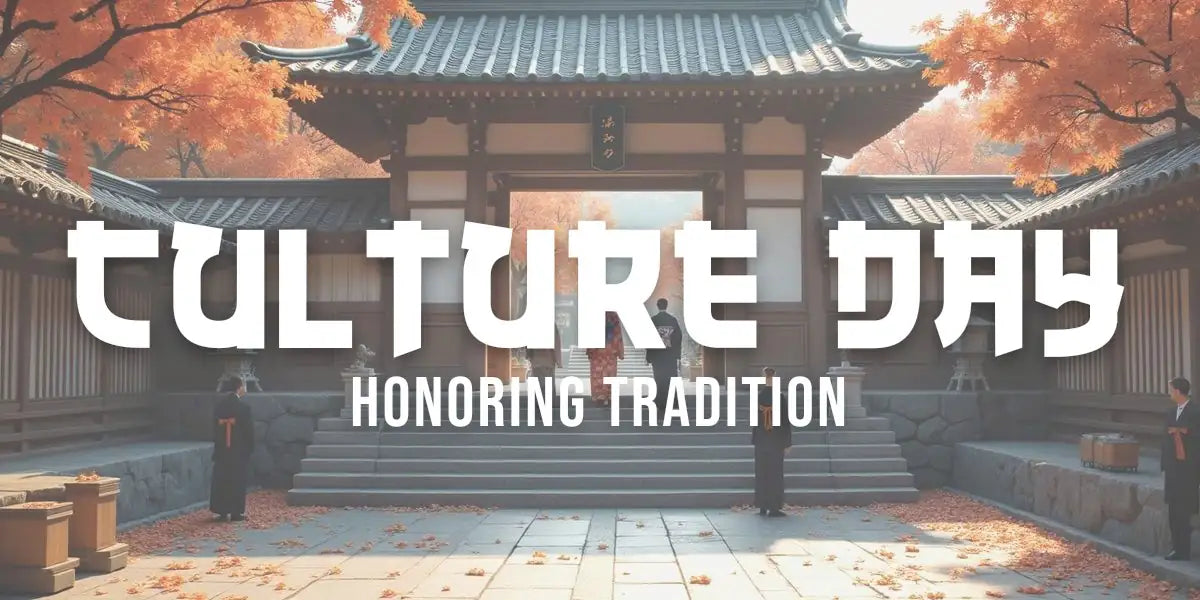 Visitors in traditional haori and kimono celebrating at a shrine on Culture Day