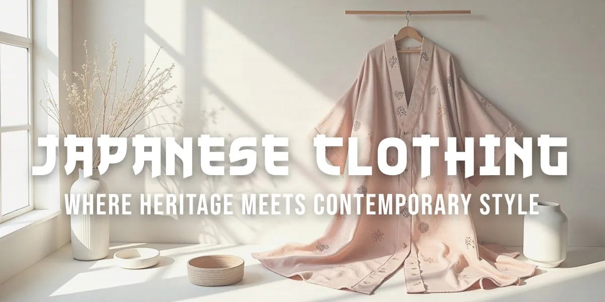 Traditional kimono with modern accessories arranged on light background showcasing fashion fusion