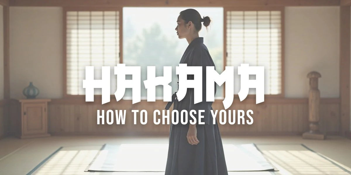 Person wearing deep indigo hakama with visible pleats standing in a peaceful dojo with morning light