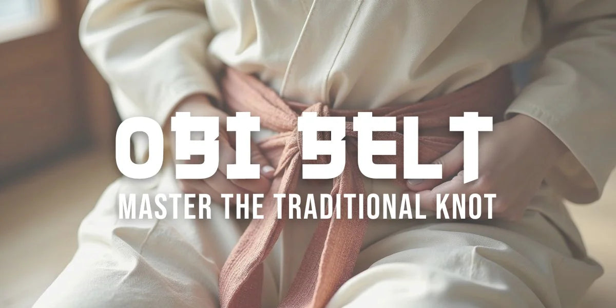 Woman's hands tying a traditional obi belt around her waist with soft lighting