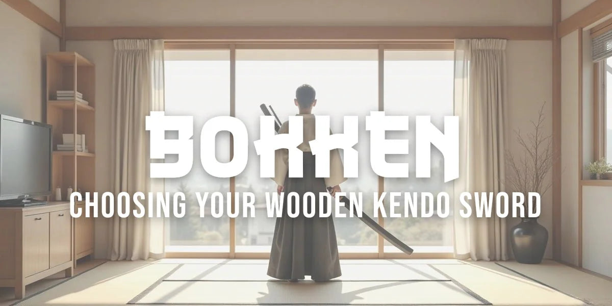 Kendo practitioner in seiza holding bokken sword in traditional wooden training space