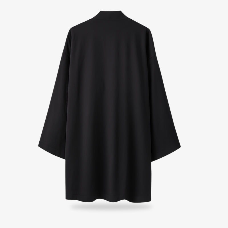 a back Black Japanese women kimono on a white background