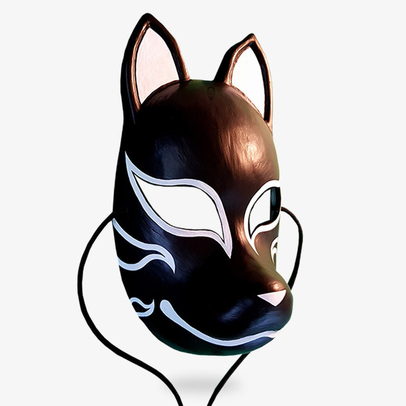 This japanese fox mask is a black and white kitsune mask from Naruto manga and anime.