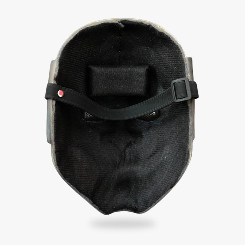 the blue demon japanese mask is made with a strap to be adjustable and fiberglass