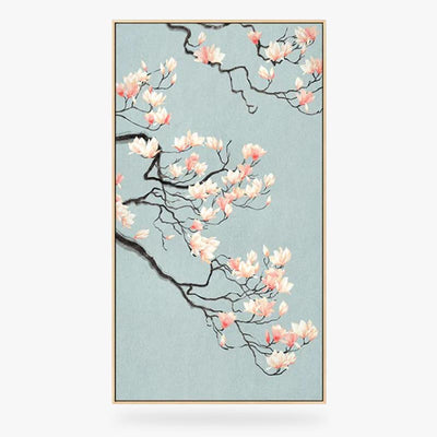 This frame is a Japanese cherry blossom painting. Branches and sakura flowers are drawn on the canvas.