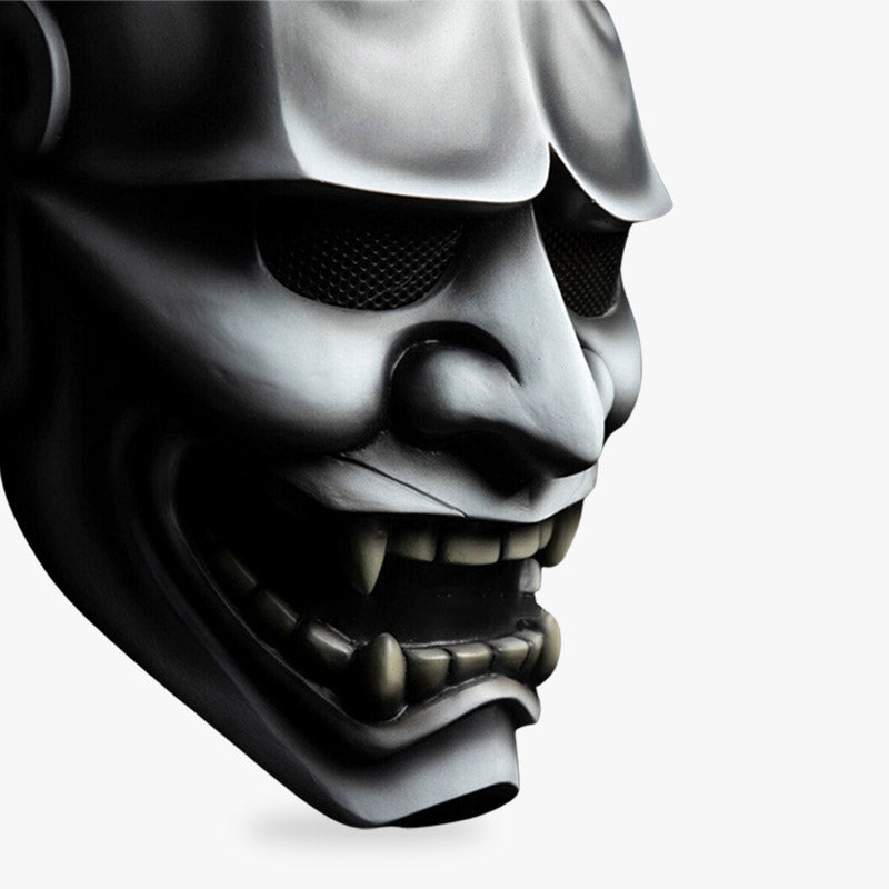 the demon mask japanese for sale has fangs and horns. It's japanese oni mask