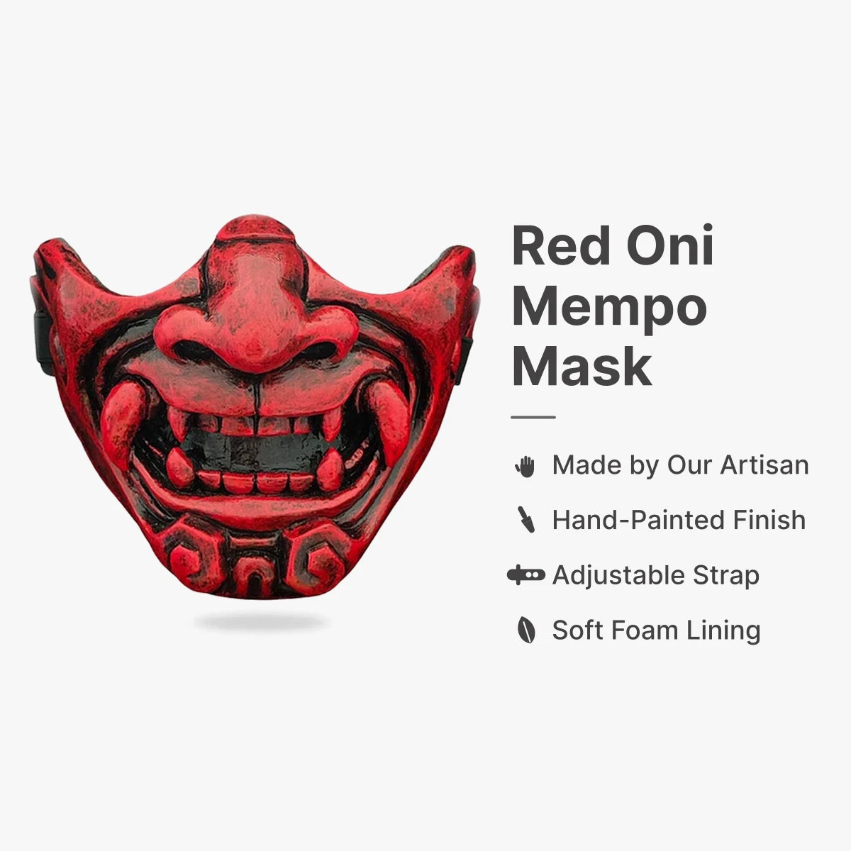 Samurai Armor Mask : Made by Our Artisan, Hand-Painted Finish, Adjustable Strap, Soft Foam Lining
