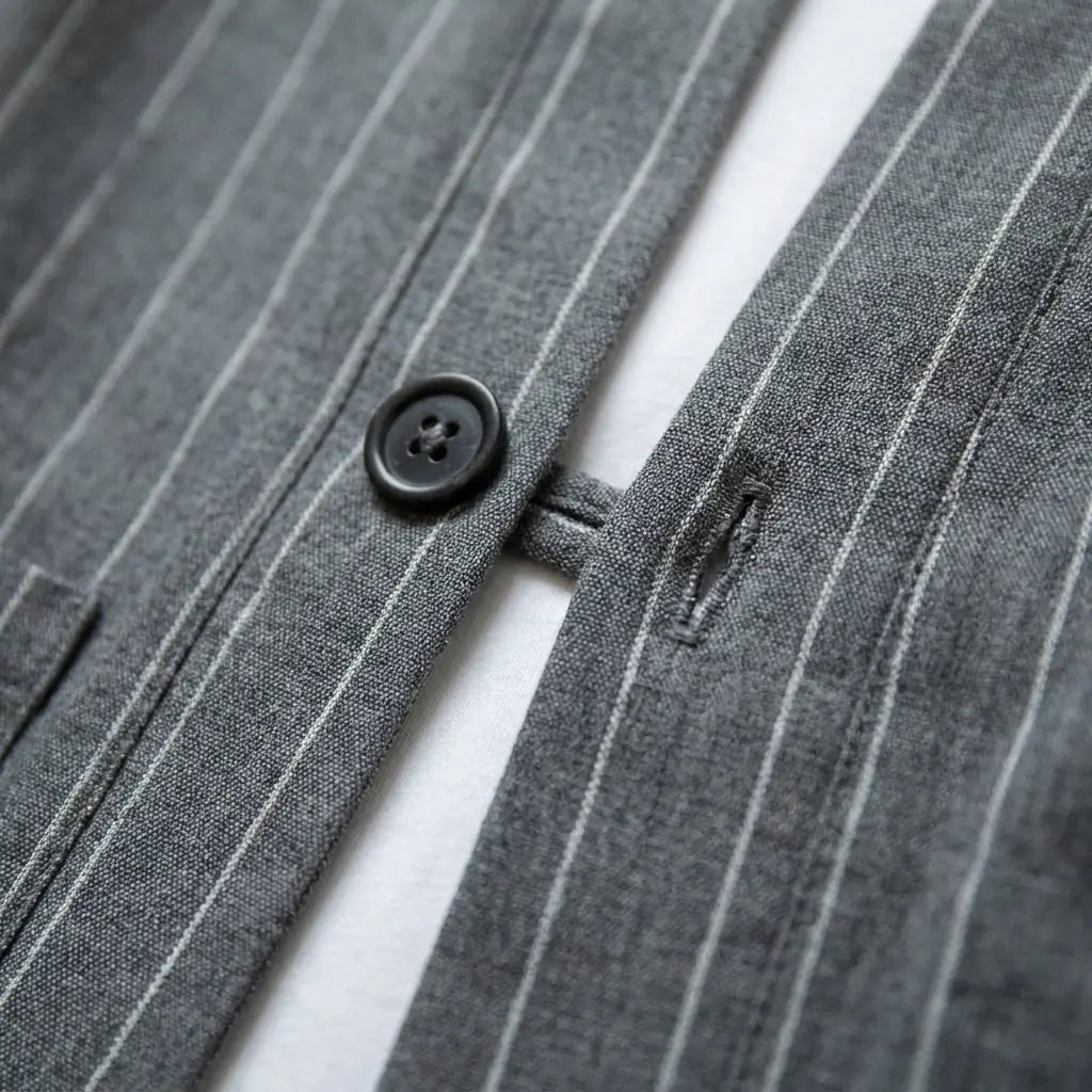 Close-up of the printed fabric and sleeve of a male haori jacket