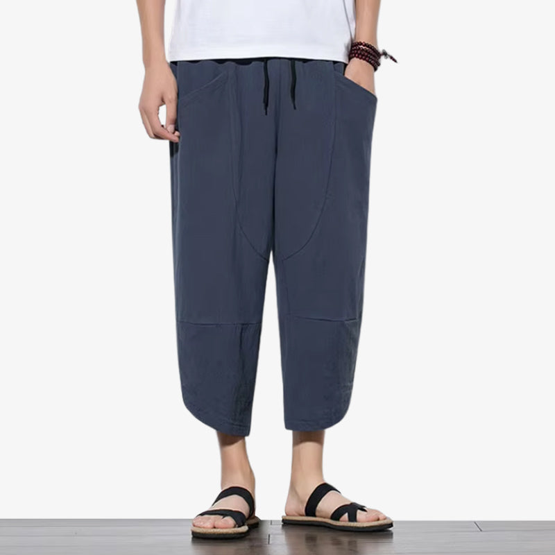 Japanese brand men cropped wide pants crafted with quality fabric and