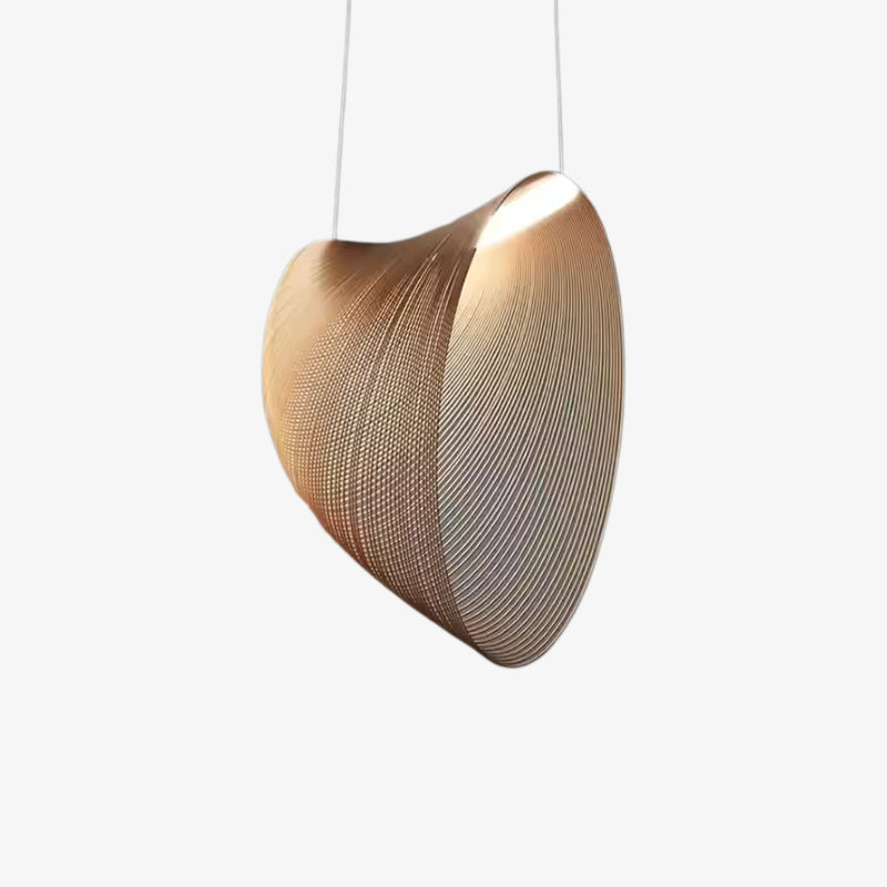 Gold japanese ceiling lamp shades​ with a textured woode design on a white background