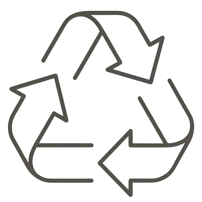 Recycling symbol with three interlocking arrows on a white of background for a 14 days garantee on a japanese store clothing brand