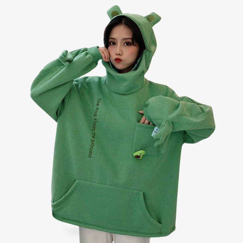 Kawaii hoodie made from soft cotton with cute and colorful patterns, perfect for a casual Japanese look