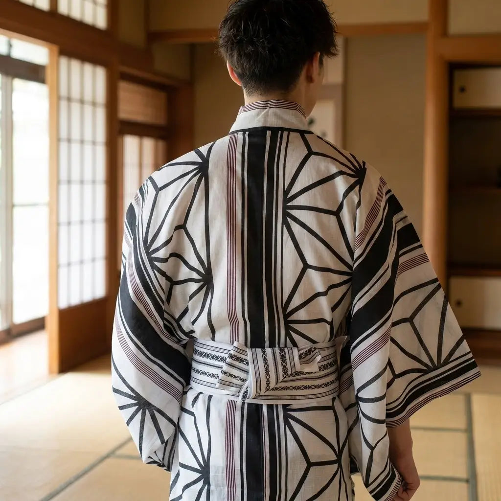 Black And White Kimono Men