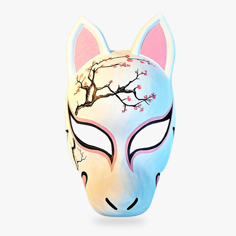 The kitsune mask traditional is a japense fox mask handpainted with sakura blossom tree