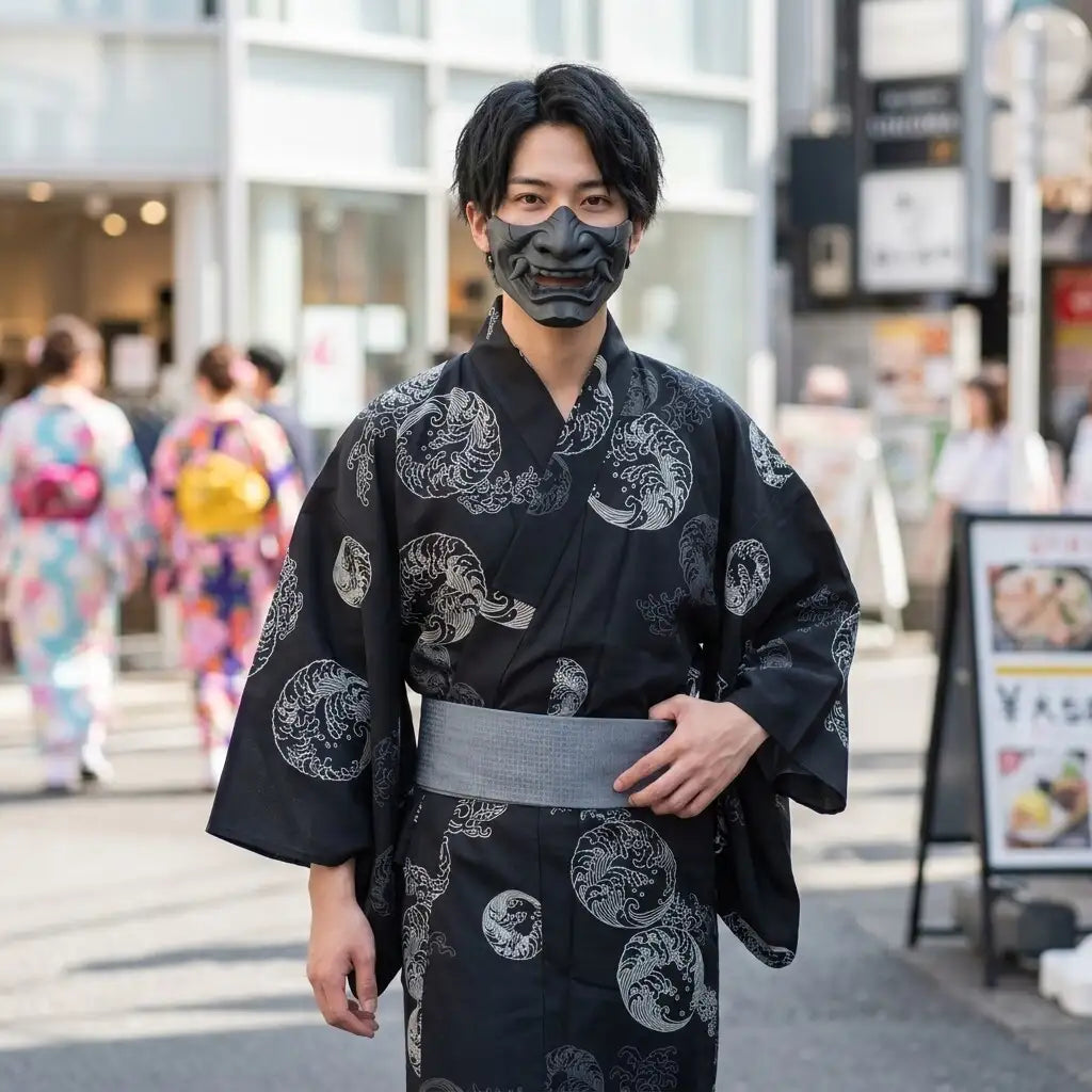 Mens Black Yukata