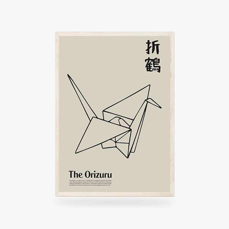 This Japanese origami poster is an Japanese painting representing a Japanese paper crane.