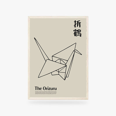 This Japanese origami poster  is an Japanese painting representing a Japanese paper crane.