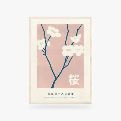 This sakura japanese painting is a cherry blossom tree. this japanese motif is a minimalist style.