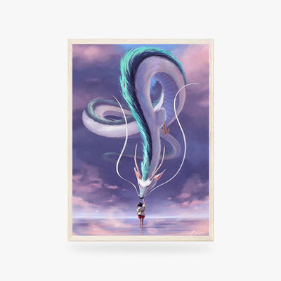 This spirited away paint is a Japanese dragon poster inspired by the japanese anime from Hayao Miyazaki
