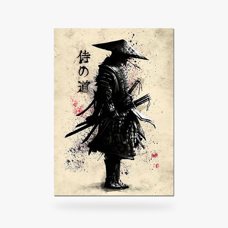 this traditional japanese samurai painting is japanese decoration is a samuraiu painting with a katana worn with his armor