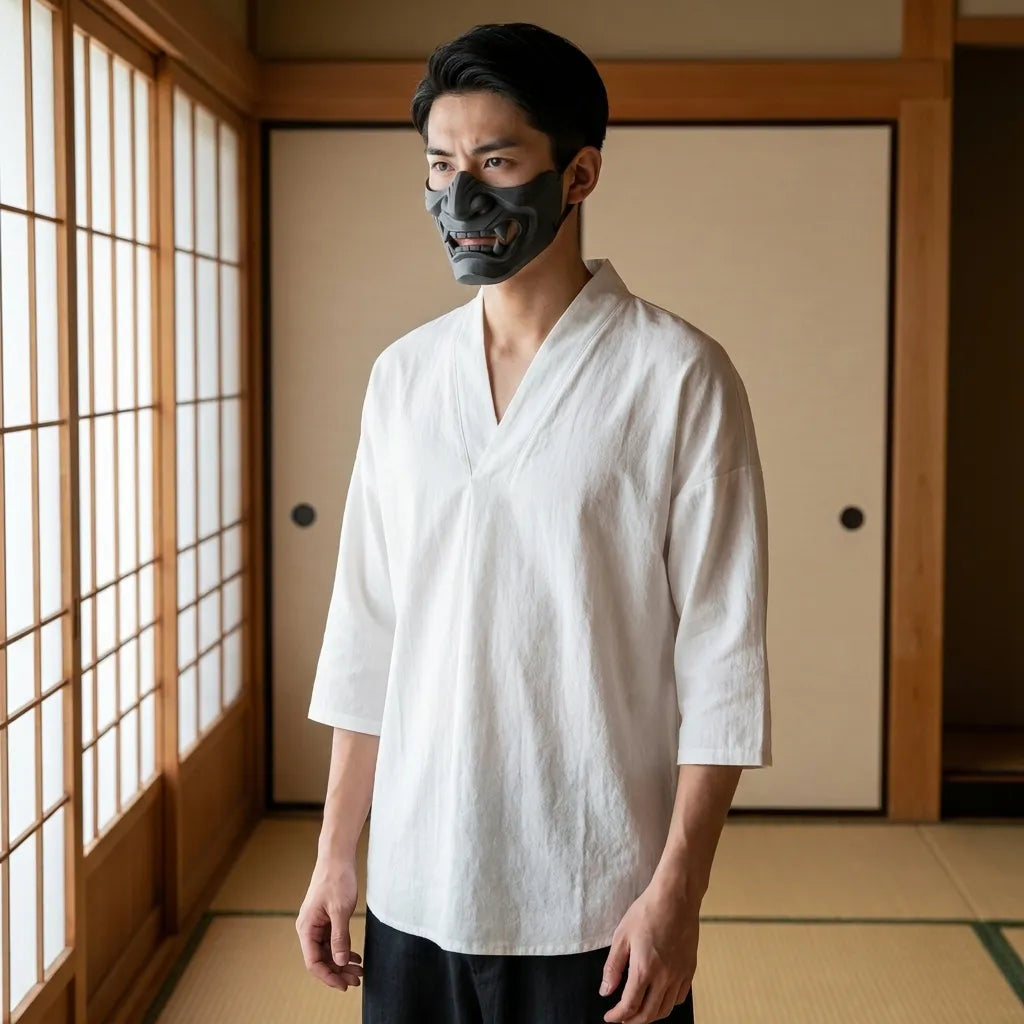 新品　T. japan print sleeve tunic Japanese Art Desing T-Shirt – Japanese Oni Masks