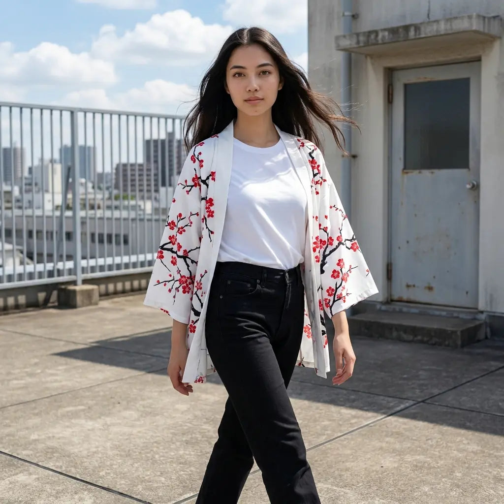white plum blossom haori
