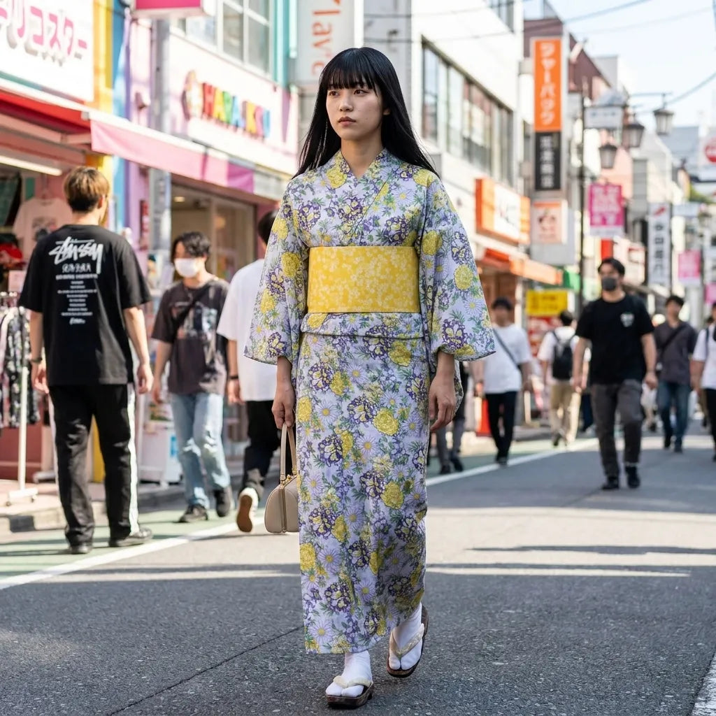 Beige Sakura Japanese Kimono Harumi