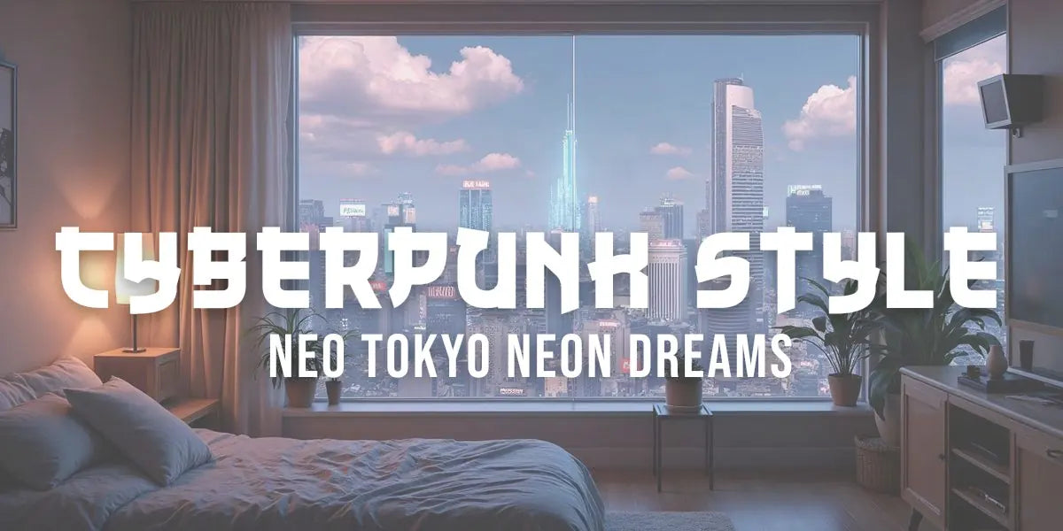 Futuristic Neo Tokyo cityscape with neon lights, holographic signs, and cyberpunk architecture