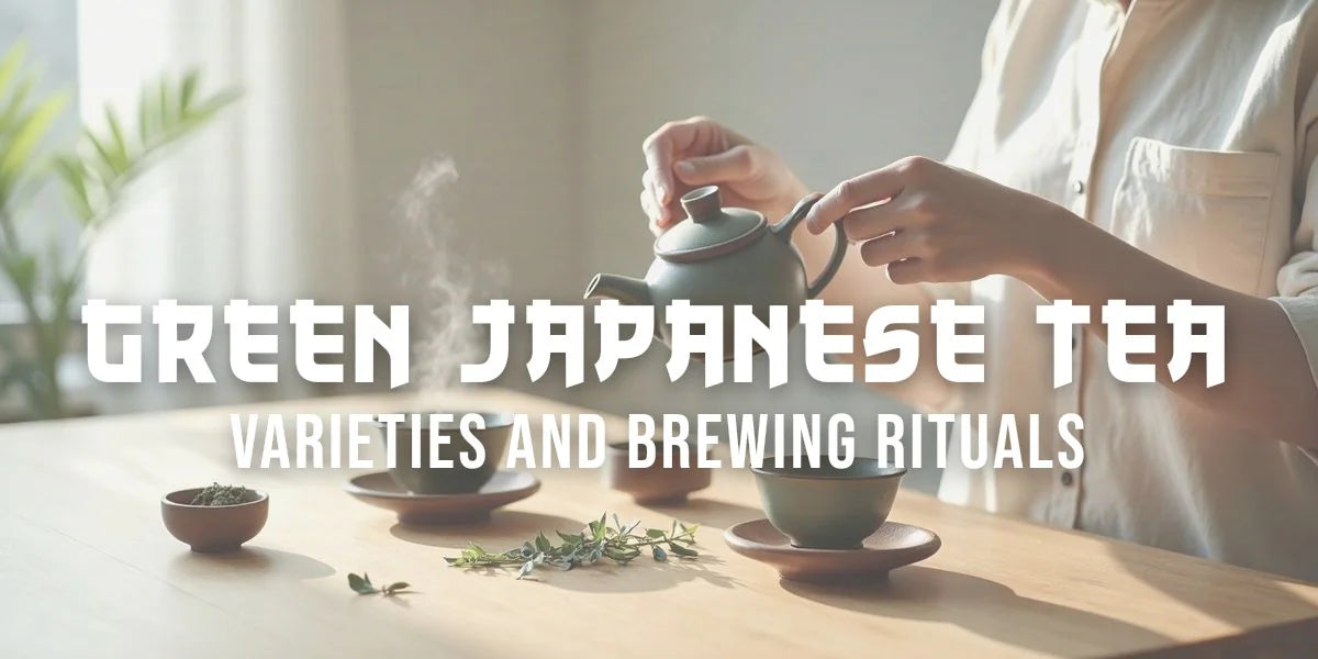 Person pouring green tea into a ceramic cup at a wooden table with morning light