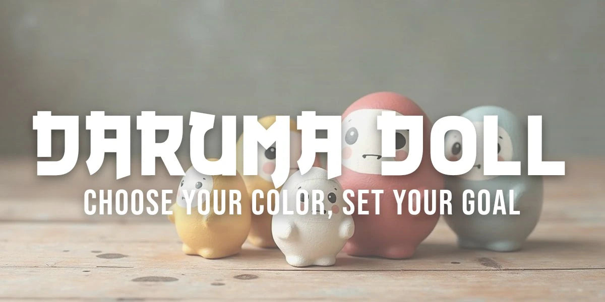 Close-up of colorful hand-painted daruma dolls with round bodies and distinctive white eyes