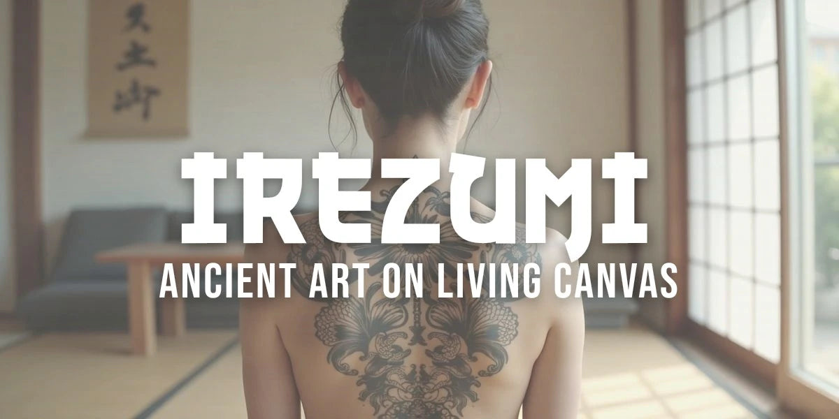 Person displaying traditional Japanese irezumi full-back tattoo with intricate black ink designs