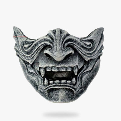 The Japanese Dragon mask is the accessory of the Japanese warrior. Japanese demon mask of a half-face oni with fangs and teeth