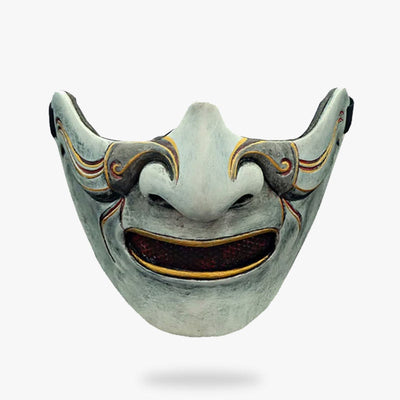 The Japanese warrior mask is a half-face of a Yurei demon. It is a mempo samurai mask.