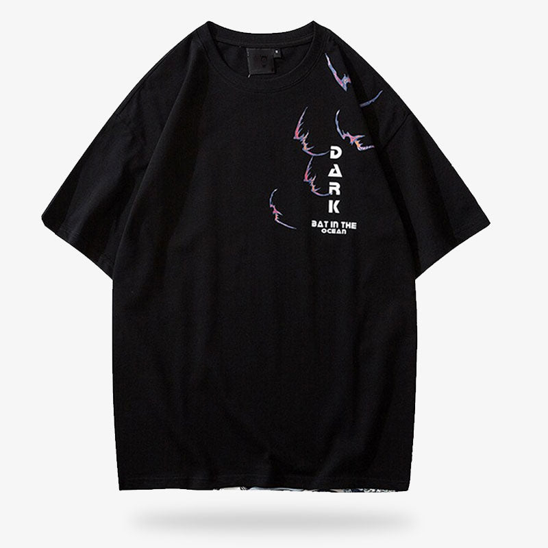 A japanese shirt with Dark writting. Black shirt made with cotton material