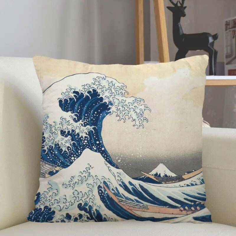 This Katsushika Hokusai Cushion is inspired by Hokusai’s wave, offering a piece of Japanese art history for your home.