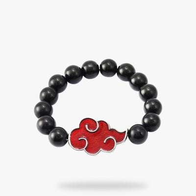 This Akatsuki bracelet is a pearl jewel with the red cloud symbol of the rogue ninja from Naruto Manga