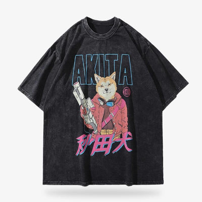 A streetwear outfit with this akita shirt. Japanese kanji printing mix with manga akira style