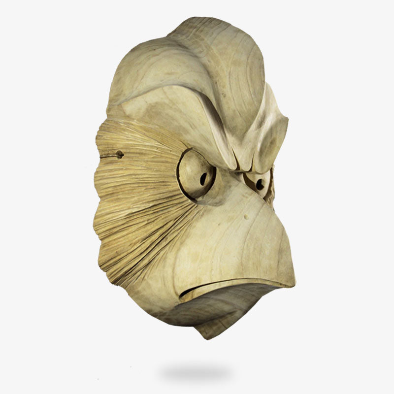 This animal noh mask is a traditional japanese demon tengu from shinto religion