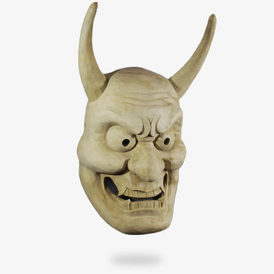This beautiful noh mask is japanese demon named ONI. The demon mask is hanmade with cedar-wood material