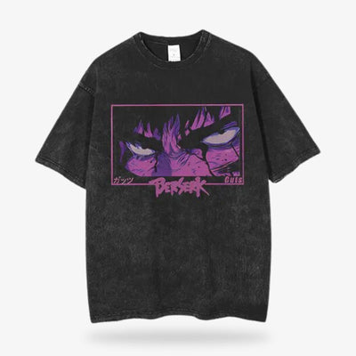 This Berserk manga shirt is printed with the eyes of the warrior Guts from the anime. Quality japanese t-shirt made with cotton and black color shirt