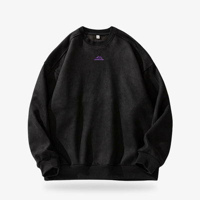 This is the Best Japanese sweatshirt offering minimalist black designs and superior comfort. The material is a Spandex and Polyester blend. Pictured on a man in a black sweatshirt