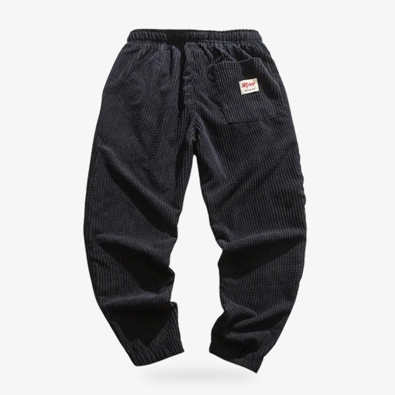 Black corduroy pants womens design with vintage flair and comfortable fit inspired by Japanese trends.