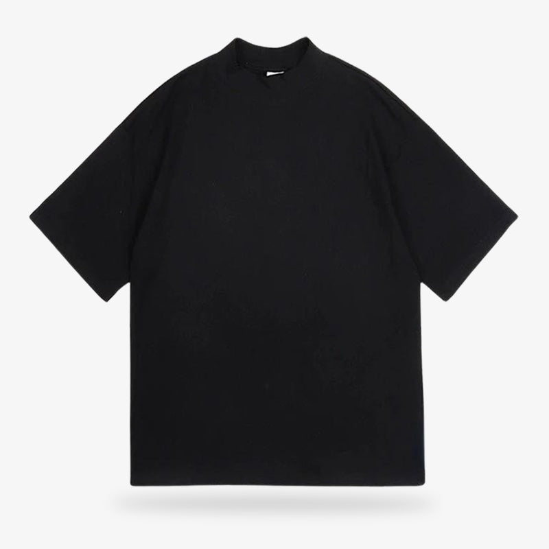 A black harajuku shirt with full black color and made with high quality cotton