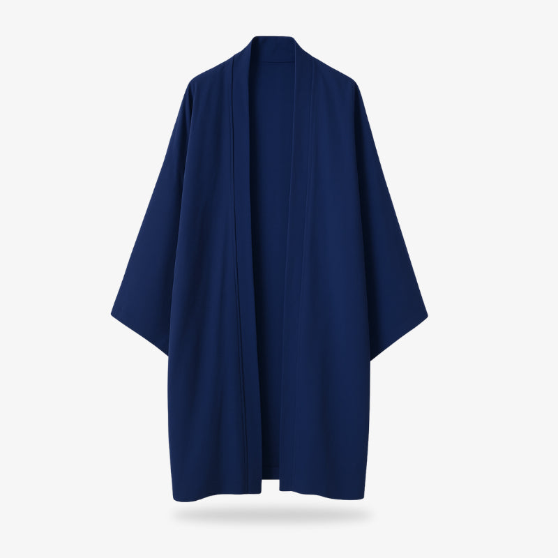 Navy blue Japanese Kimono jacket women on a white background