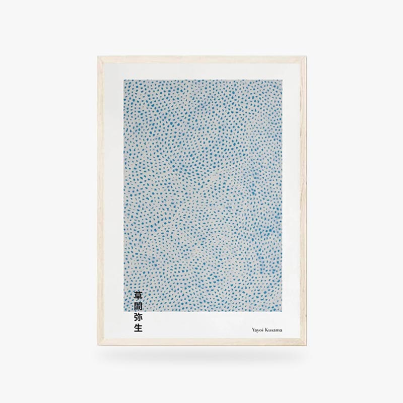 This contemporary japanese abstract painting is a reproduction of the work by yayoi kusama