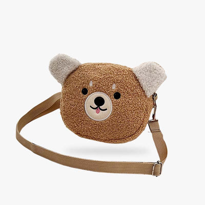 This kawaii Japanese bag is shaped like a teddy bear's head in Khaki. It's a cute shoulder bag with a soft, knurled material. Embrace playful fashion with the crossbody bag kawaii, perfect for adding a whimsical touch to any outfit.