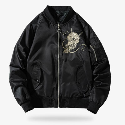 The dragon sukajan jacket is a Japanese bomber jacket that can be worn like an aviator jacket or a baseball teddy.