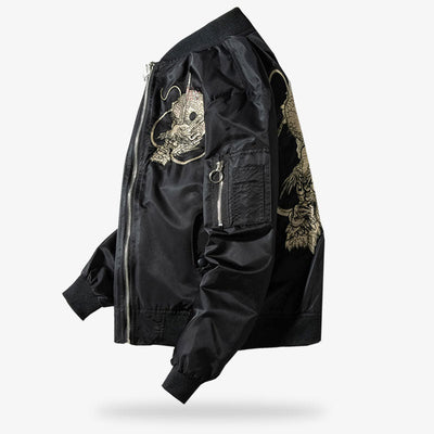 This bomber coat is a Japanese sukajan dragon