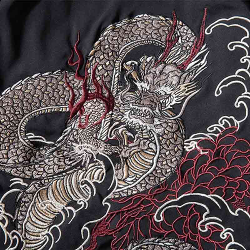 This motif is a embroidered japanese symbols symbolizing a Japanese dragon