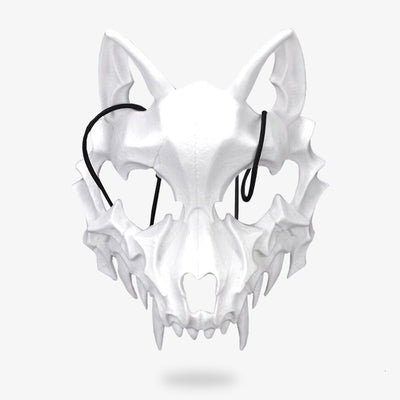 Japanese anime fox mask inspired by the fox god Kitsune. White skeleton mask